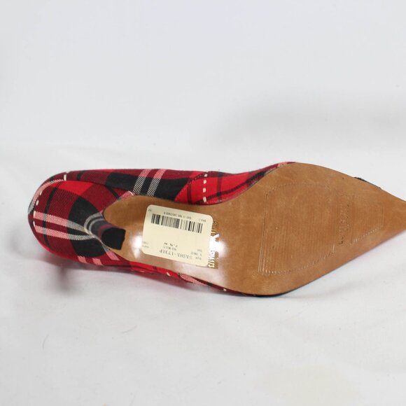 Vintage Y2K Pointed Toe High Heels Red Tartan Plaid Size 7 1/2 Punk & Emo Goth - Picture 14 of 15